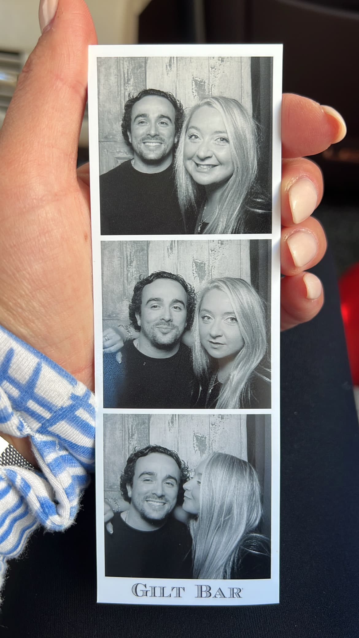 Another Gilt Bar photo booth strip in black and white