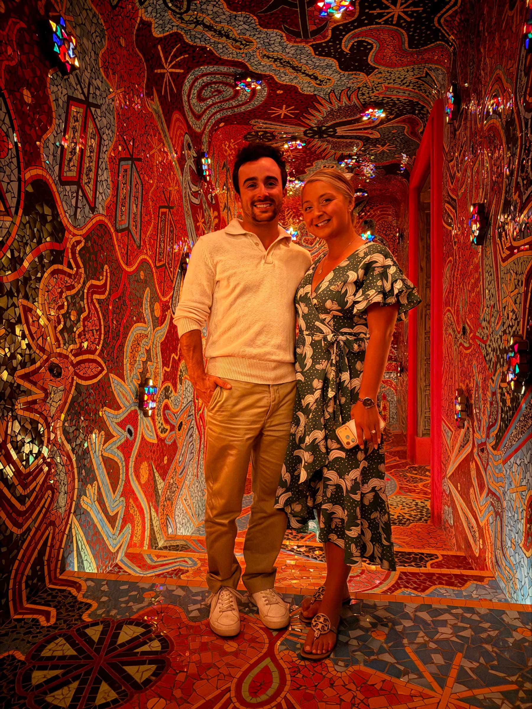 Lying together on colorful patterned rugs